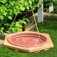 Mini Hanging Cedar Bird Bath Clay