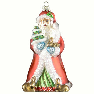 Father Christmas Glass Ornament