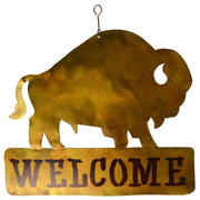 Bison Metal Hanging Welcome Sign