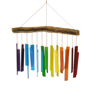 Rainbow Glass & Driftwood Wind Chime