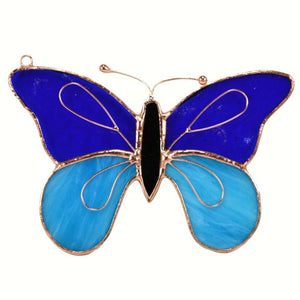 Blue Butterfly Stained Glass Suncatcher