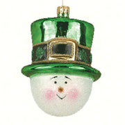 Irish Snowman Glass Christmas Ornament