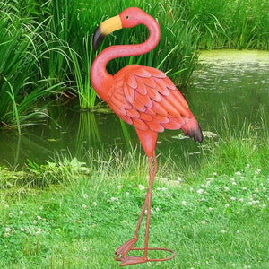 Pink Flamingo Metal Sculpture 23 inch