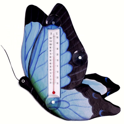 Blue Swallowtailed Butterfly Small Window Thermometer - Momma's Home Store