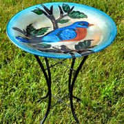 Bluebird Glass Bird Bath w/Stand