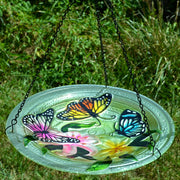 Butterflies Glass Hanging Bird Bath