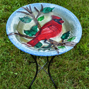 Cardinal Glass Bird Bath w/Stand