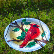 Cardinal Glass Hanging Bird Bath