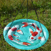 Koi Pond Glass Hanging Bird Bath
