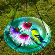 Goldfinch Glass Hanging Bird Bath