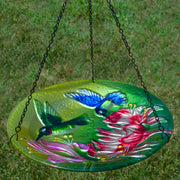 Hummingbirds Glass Hanging Bird Bath