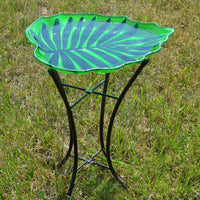 Leaf Shaped Glass Bird Bath w/Stand