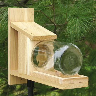 Glass Jar Cedar Squirrel Feeder