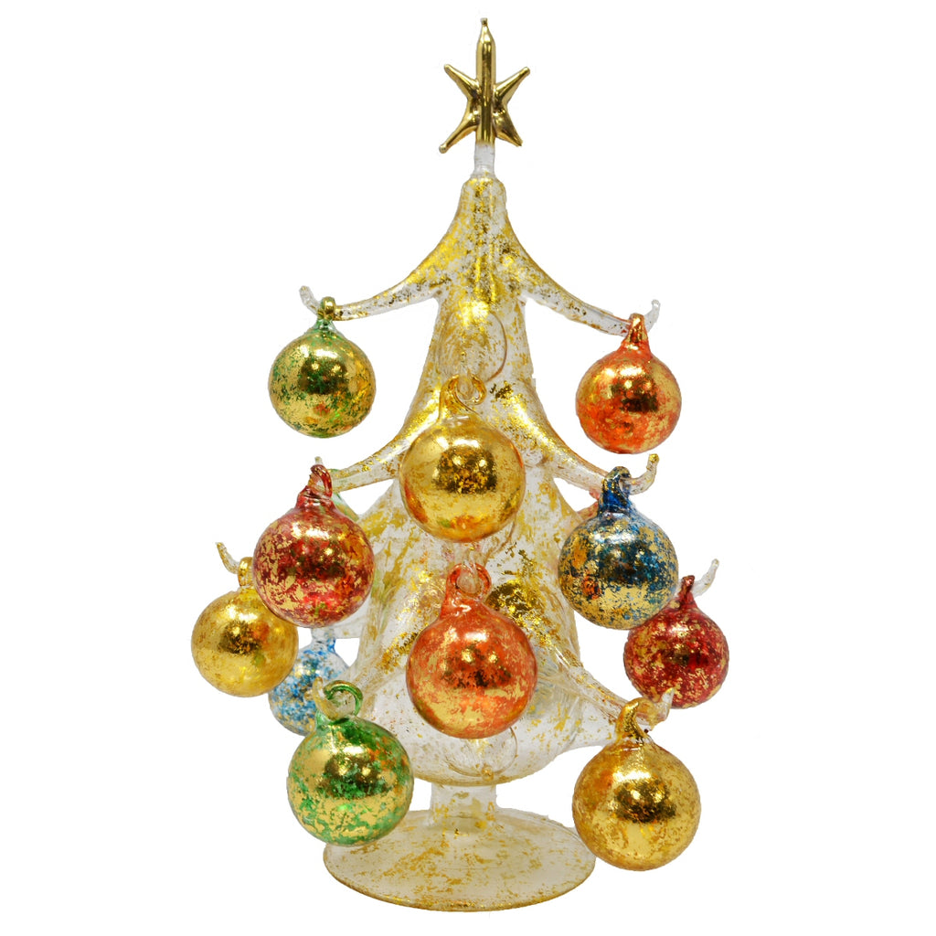 Buon Natale Glass Tree Gold 10 inch