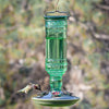 Antique Sea Green Glass Hummingbird Feeder