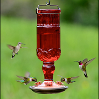 Antique Red Glass Hummingbird Feeder