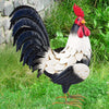 Black & White Metal Rooster Sculpture 14 inch