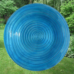 Blue Swirls Glass Bird Bath Bowl