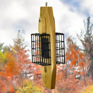 Cedar Double Suet Basket Bird Feeder w/Tail