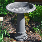 Fiber Clay Cool Grey Birdbath with Base