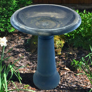 Fiber Clay Navy Blue Birdbath with Base