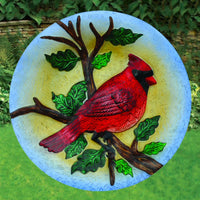 Cardinal Glass Bird Bath Bowl