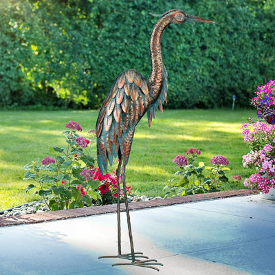 Patina Heron Metal Sculpture 27 inch