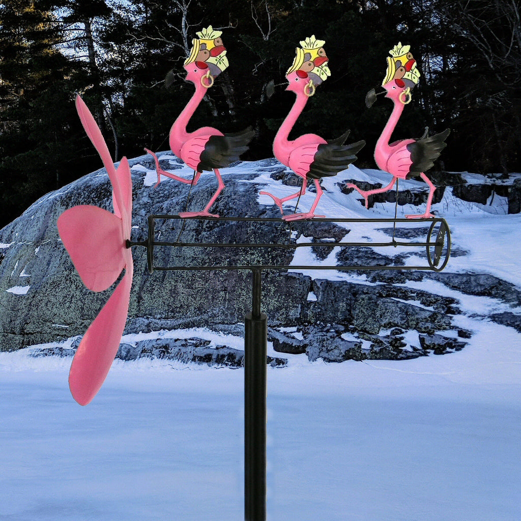 Dancing Flamingos Whirligig Garden Stake