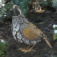 Quail Metal Bird Sculpture Male 10.5 inch
