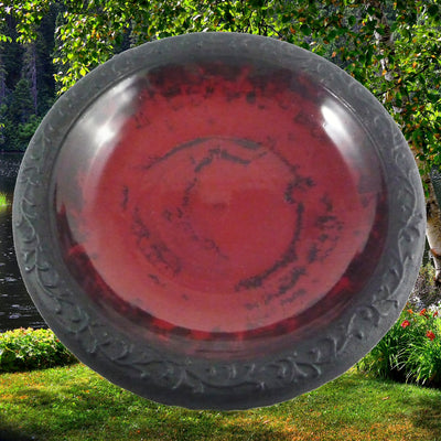 Fiber Clay Red Birdbath Bowl